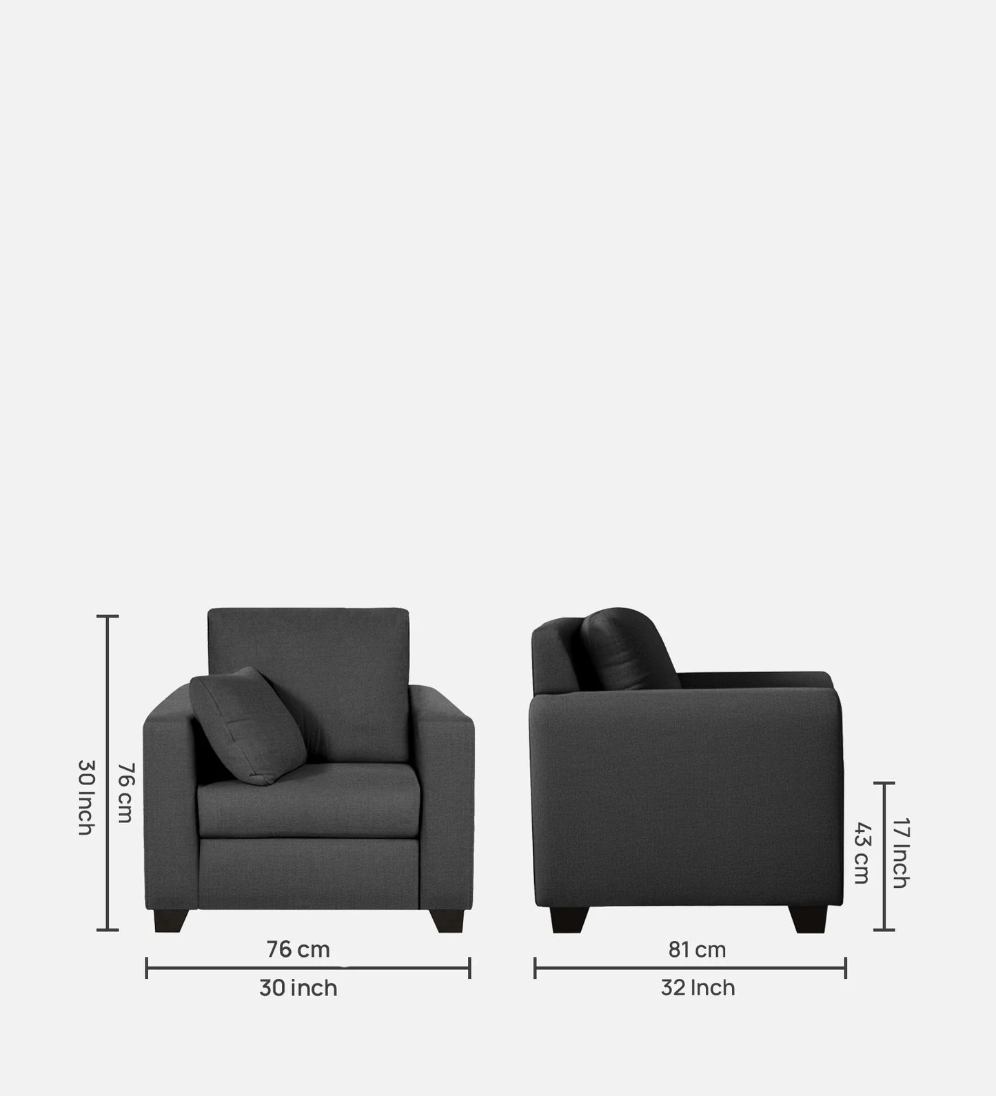 1 Seater Sofa In Grey Colour