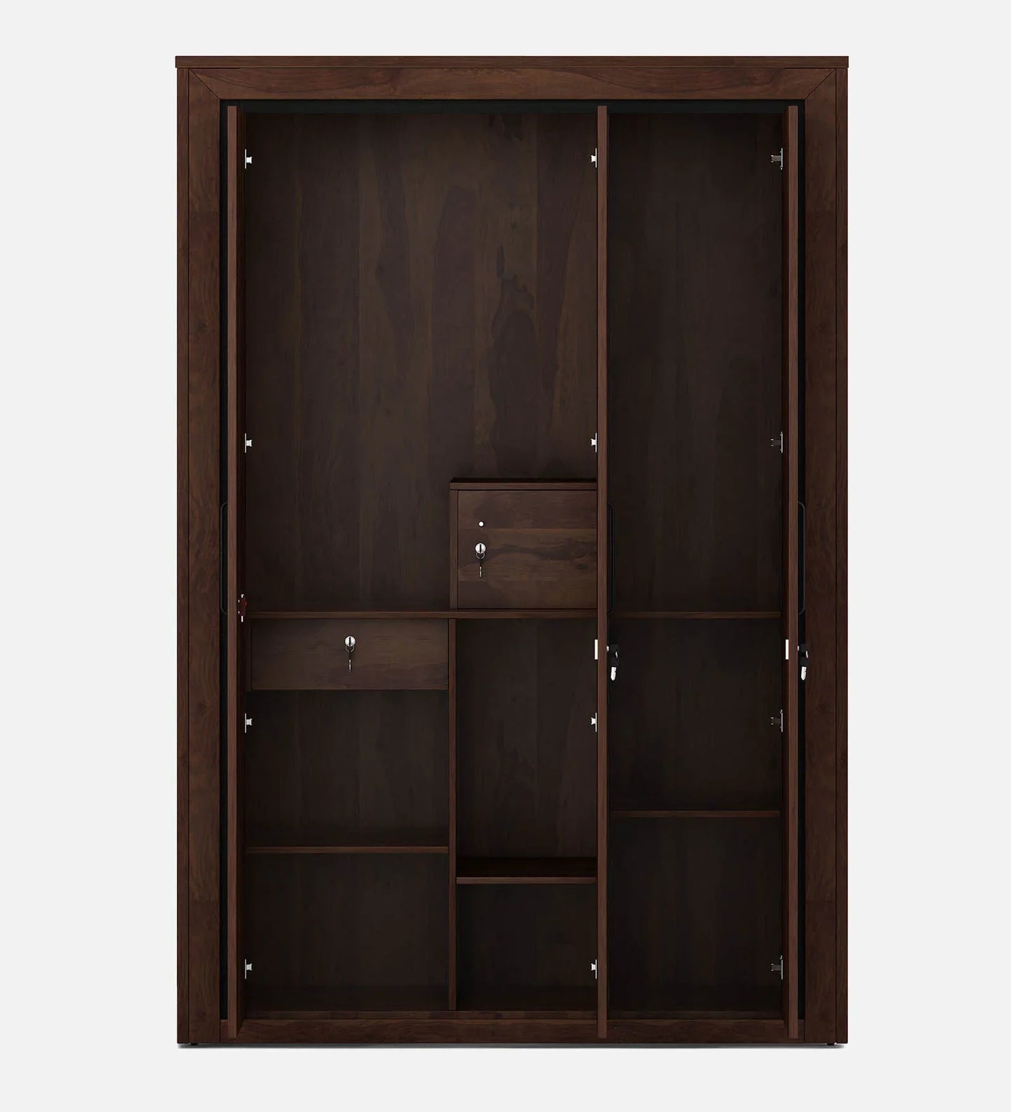3 Door Wardrobe in Sheesham Finish with Drawer & Locker