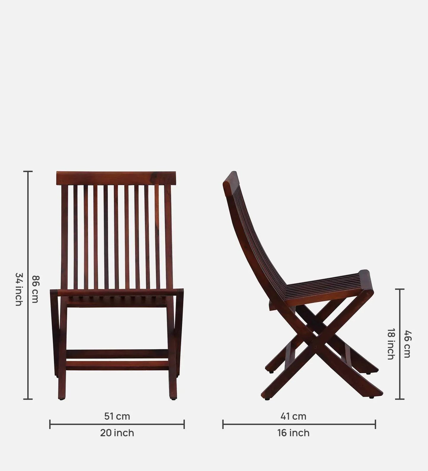 Sheesham Wood Folding Chair In Scratch Resistant Provincial Teak Finish