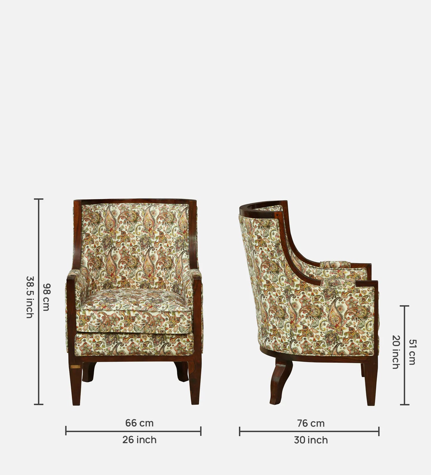 Sheesham Wood Accent Chair In Walnut Finish