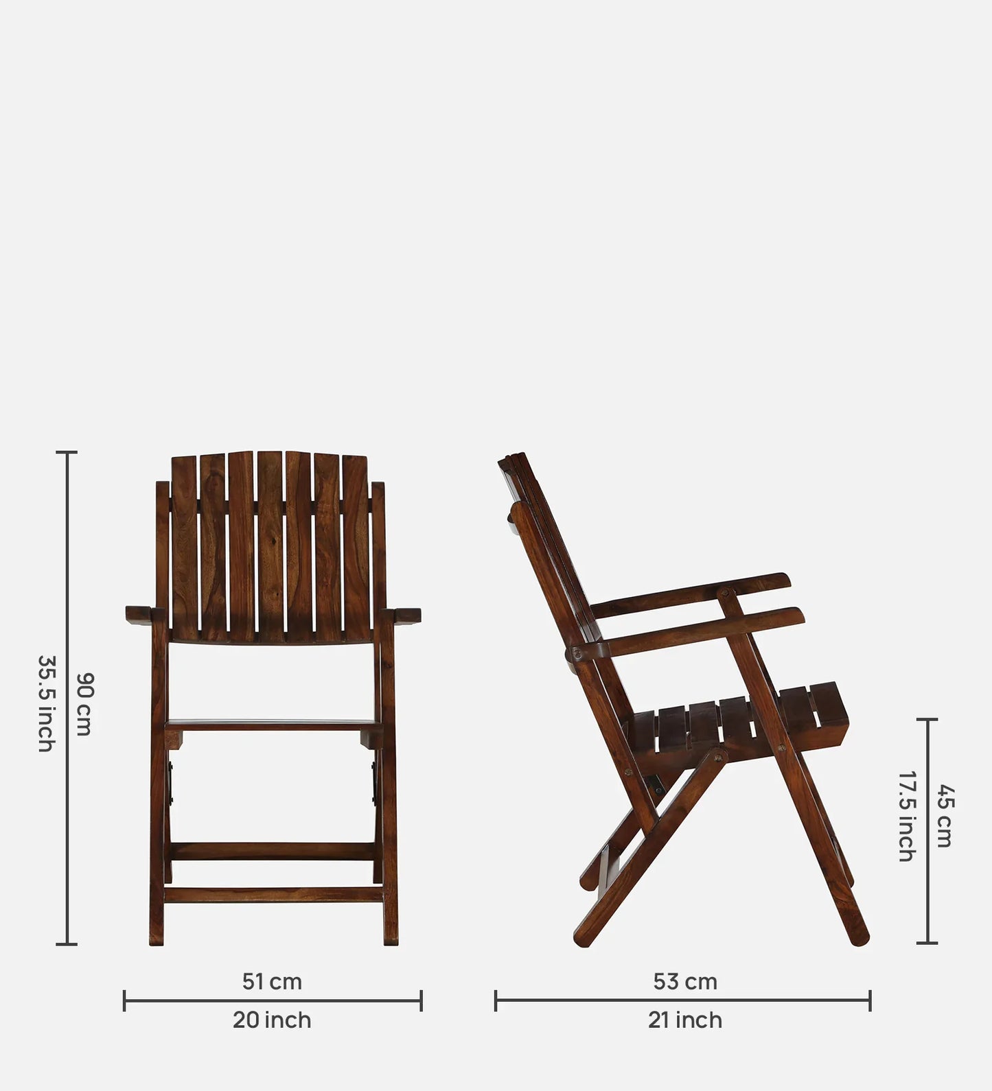 Sheesham Wood Folding Chair In Provincial Teak Finish