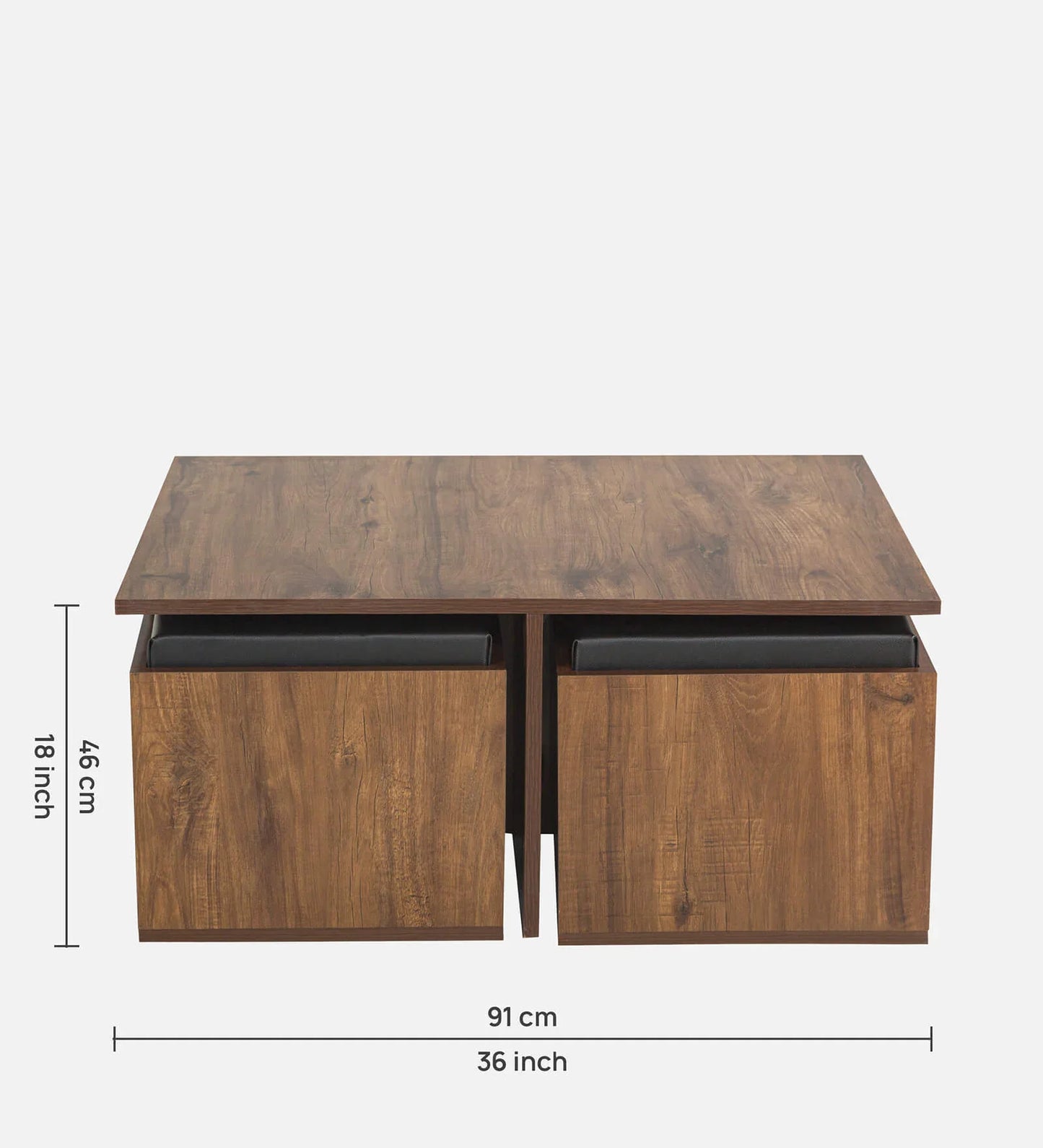 Nesting Coffee Table With 4 Stools In Classic Walnut Finish