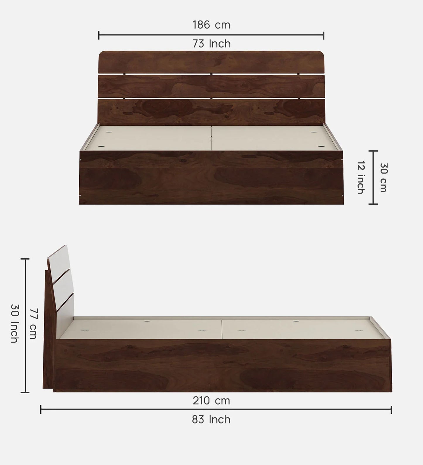 King Bed In Sheesham Finish With Box Storage