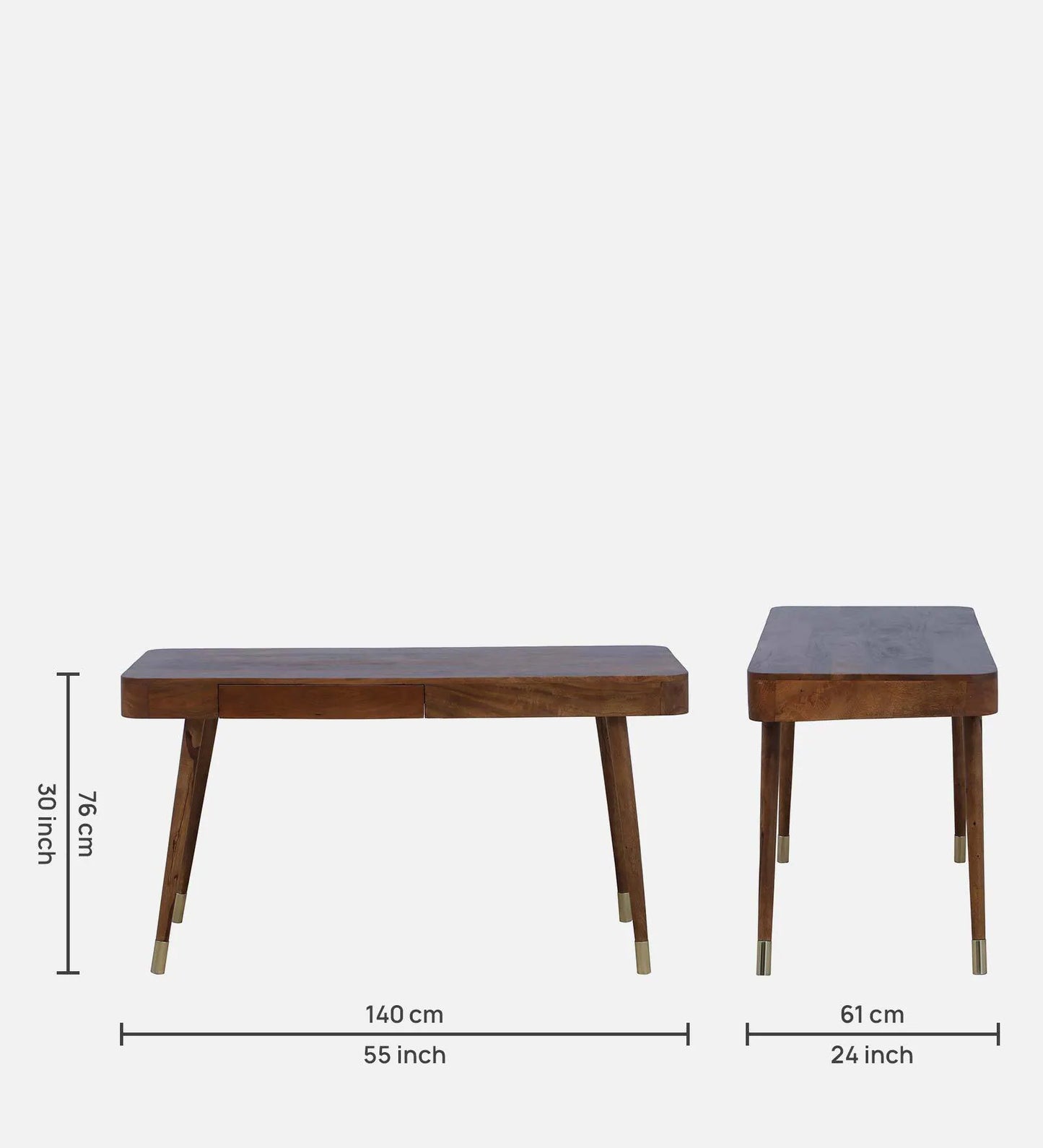 Solid Wood Writing Table In Rustic Teak Finish