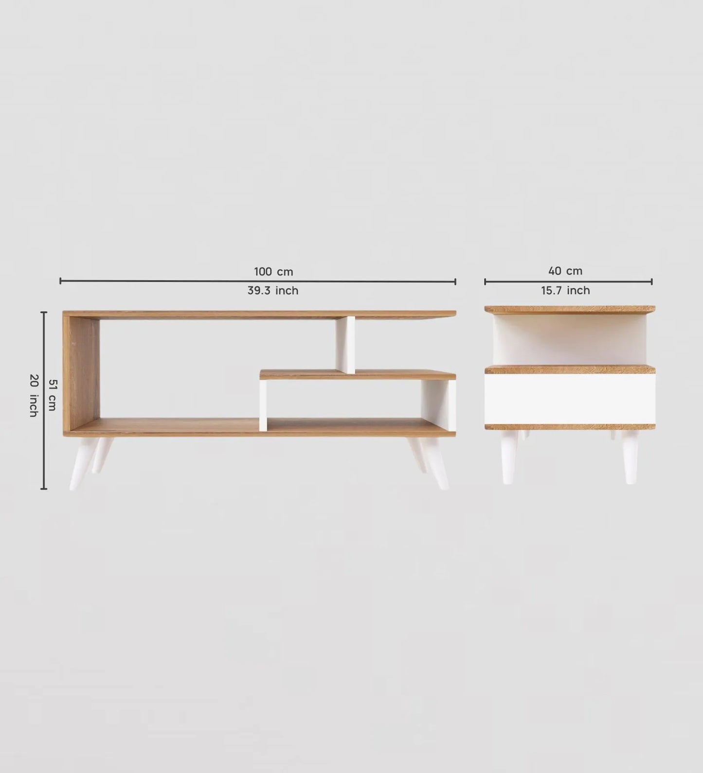 Dora Coffee Table In Canyon Oak And White Colour