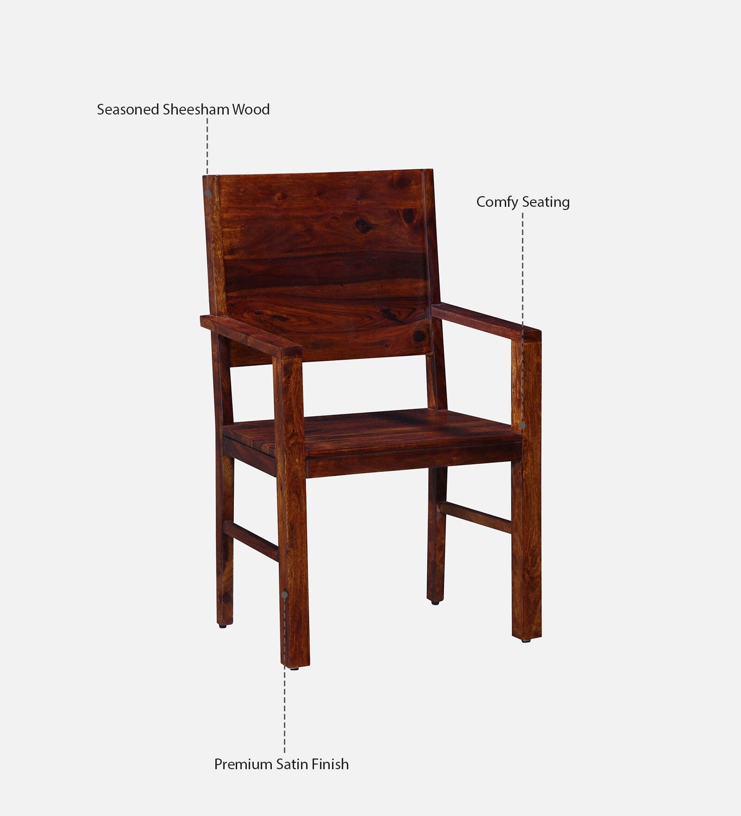 Oriel Sheesham Wood Arm Chair In Honey Oak Finish