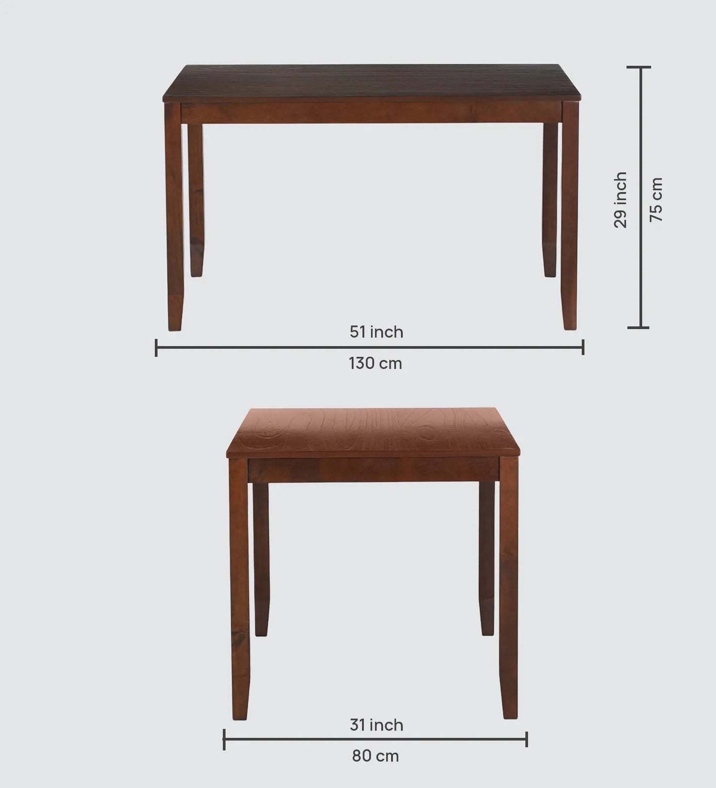 Muar Malaysian 4 Seater Dining Table Set In Brown Colour