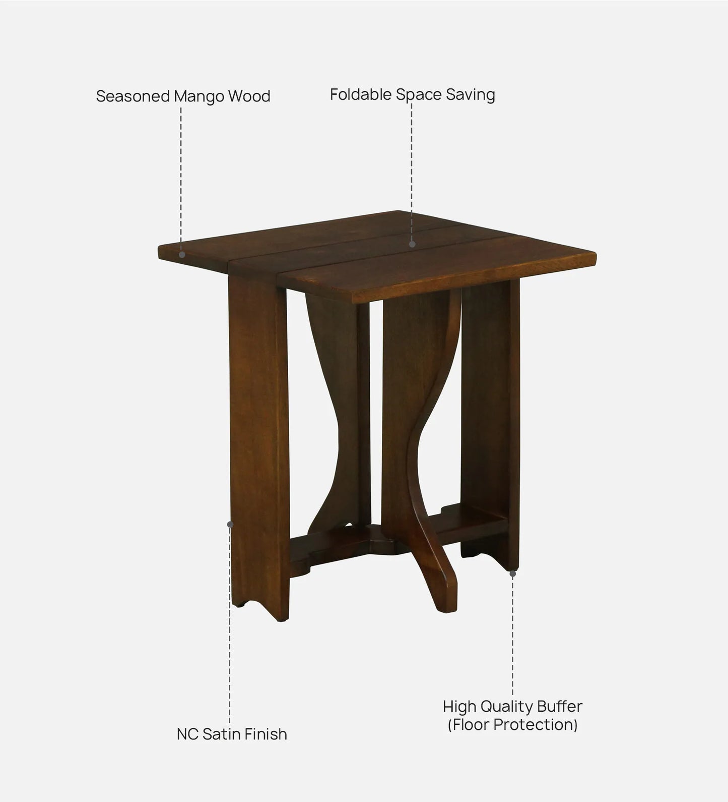 Ciotat Mango Wood Folding End Table In Tubbaq Finish