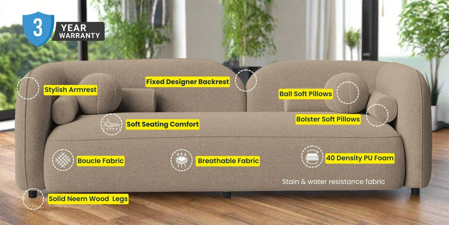 3 Seater Sofa In Mushroom Beige Colour