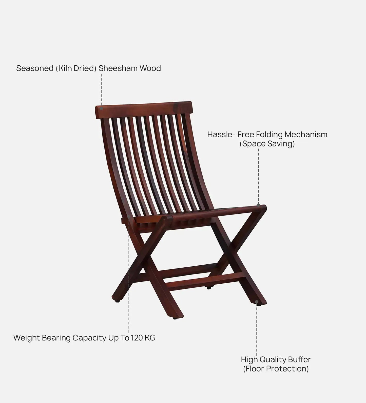 Sheesham Wood Folding Chair In Scratch Resistant Provincial Teak Finish