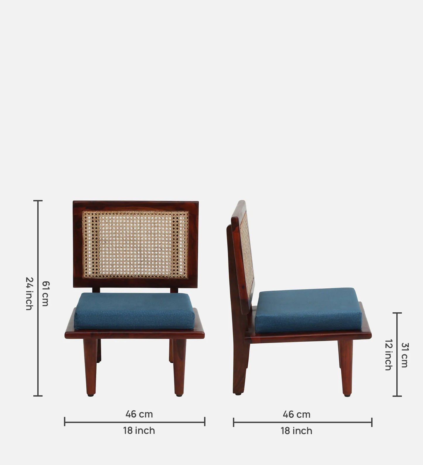 Sheesham Wood Slipper Chairs with Cushion In Honey Oak Finish