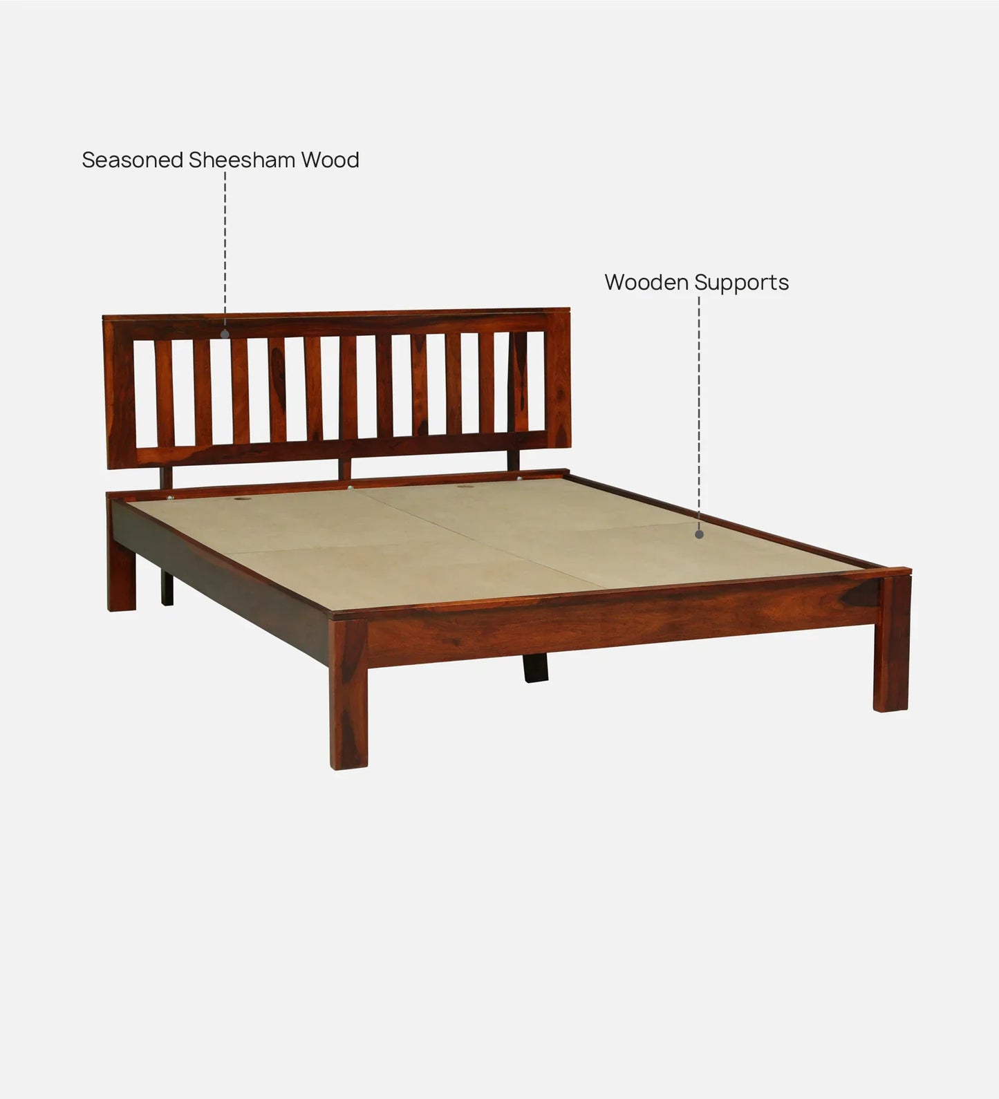 Sheesham Wood King Size Bed In Honey Oak Finish