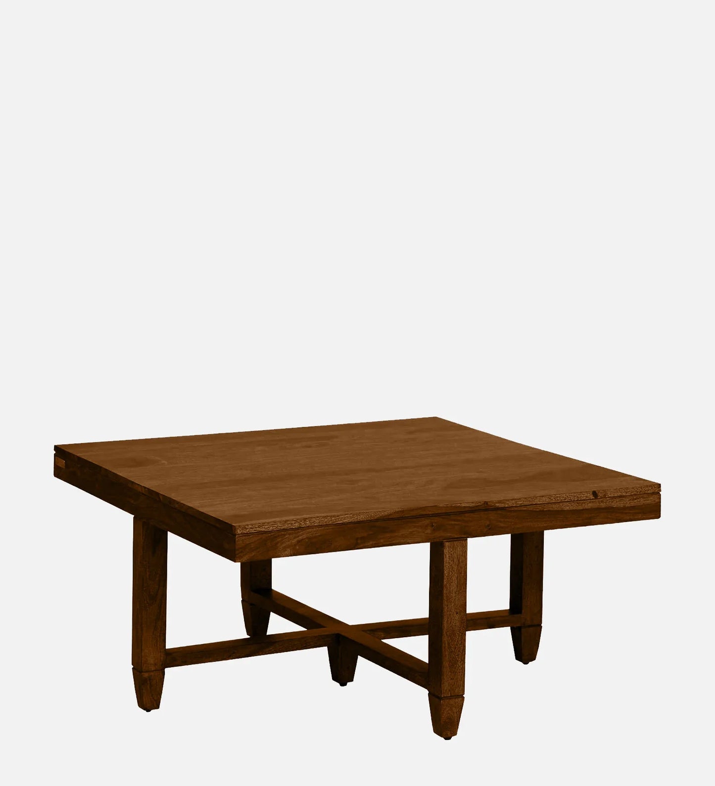 Sheesham Wood Nesting Coffee Table Set in Provincial Teak Finish With Cushioned Stools