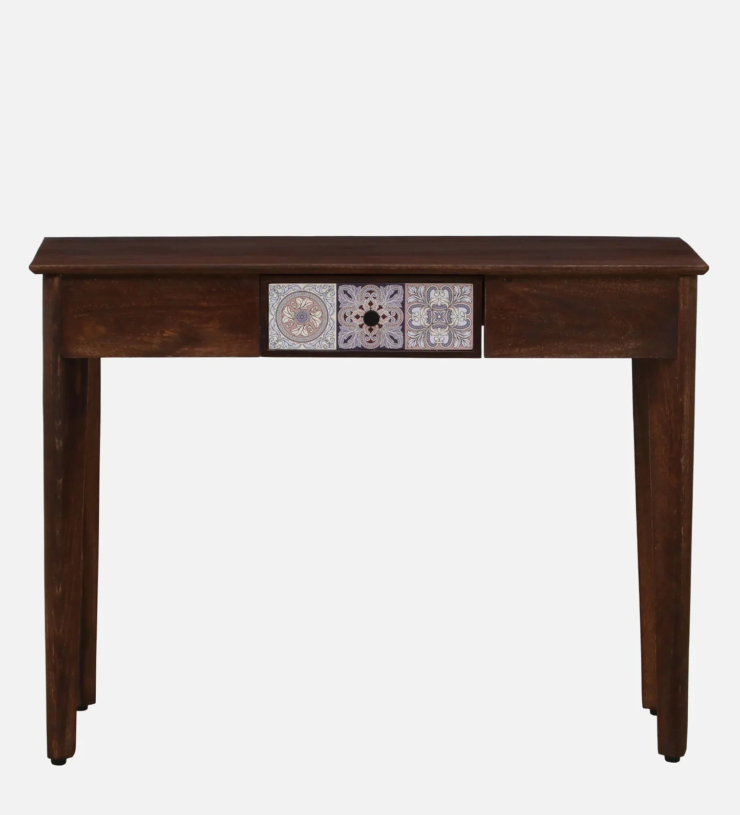 Zellige Solid Wood Console Table In Tubbaq Finish With Drawer