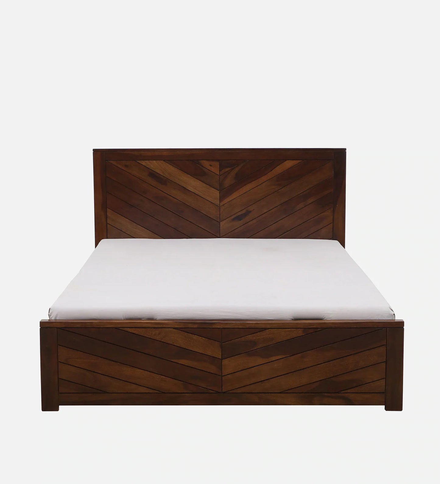 Sheesham Wood King Size Bed In Scratch Resistant Provincial Teak Finish With Hydraulic Storage