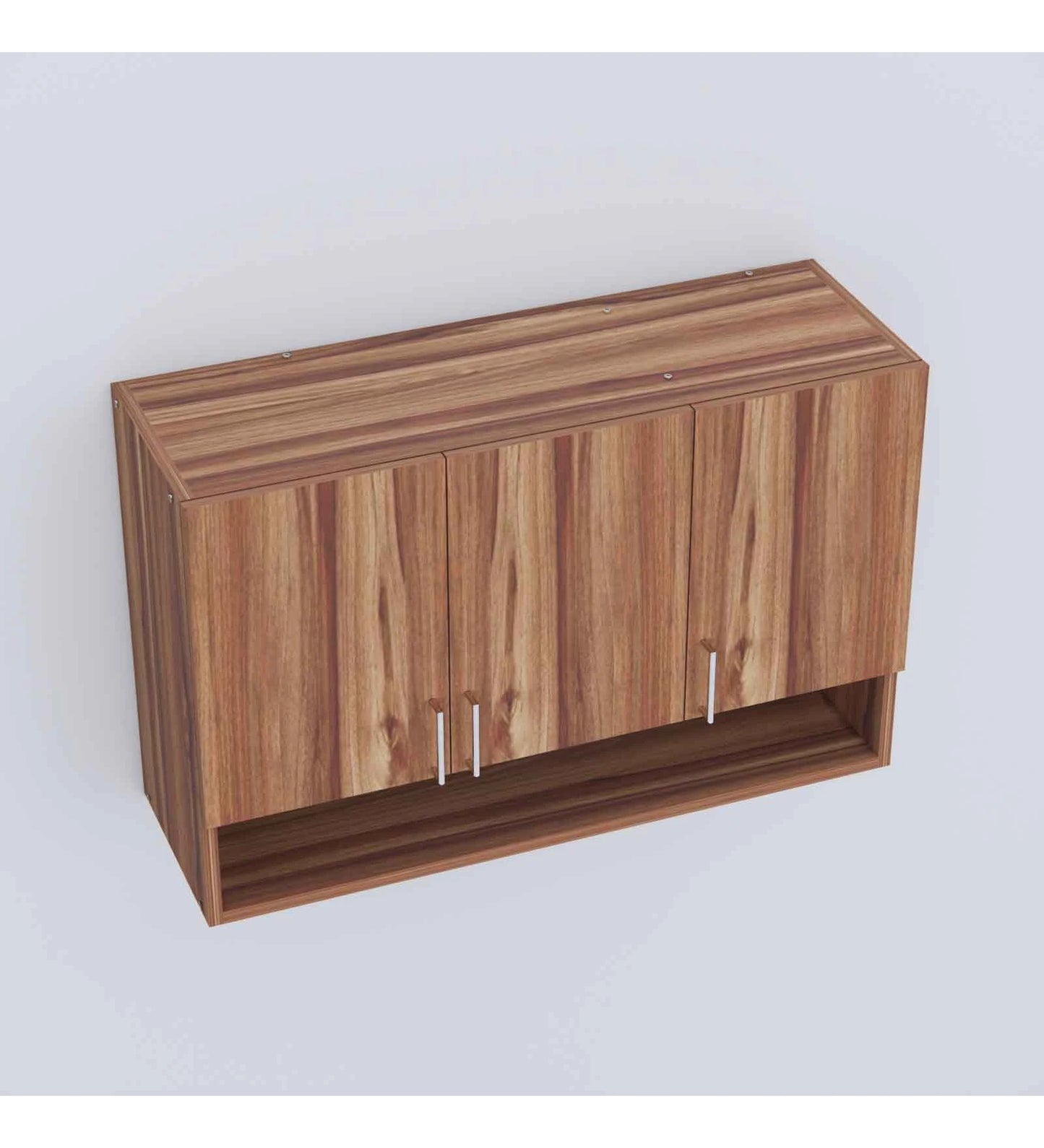 3 Doors Modular Wall Mounted Kitchen Cabinet with Organizer Shelf in Aisan Walnut Finish