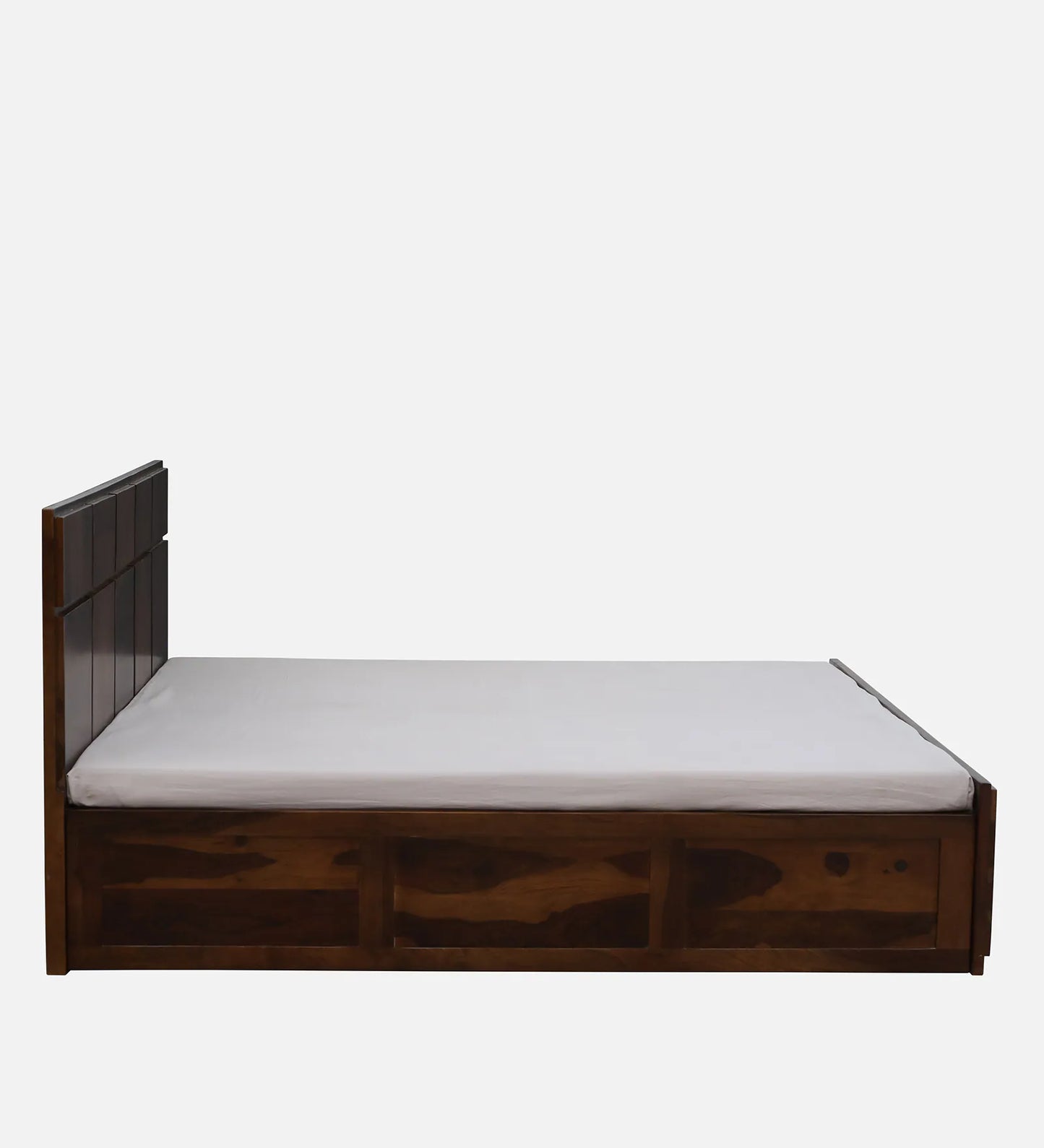 Sheesham Wood King Size Bed In Provincial Teak Finish With Hydraulic Storage