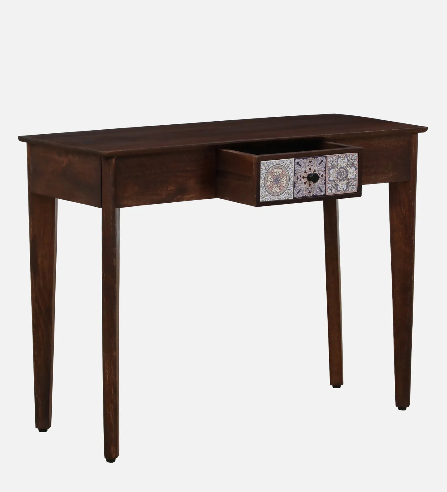 Zellige Solid Wood Console Table In Tubbaq Finish With Drawer