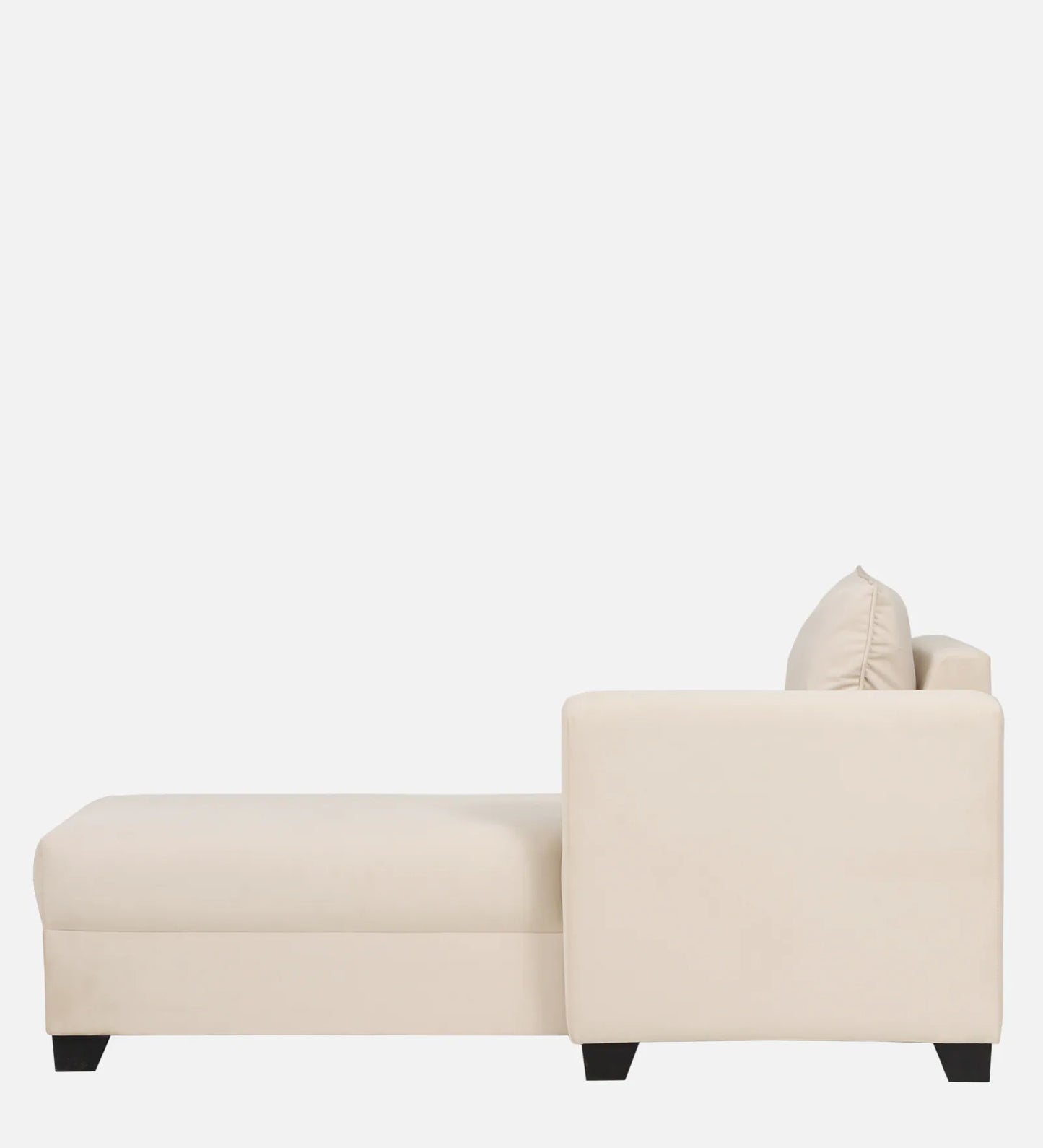 Velvet Fabric RHS Chaise Lounger In Beige Finish