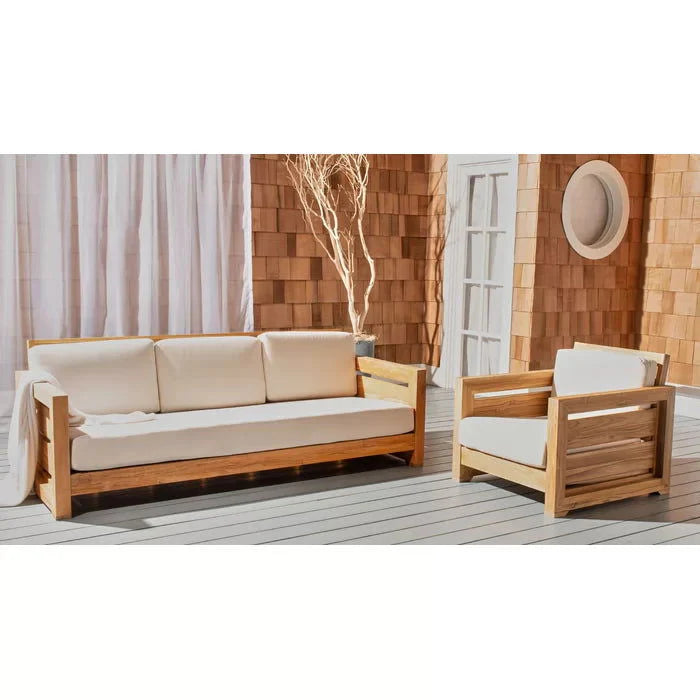 Solid Sheesham Wood Wide Outdoor Teak Patio Sofa