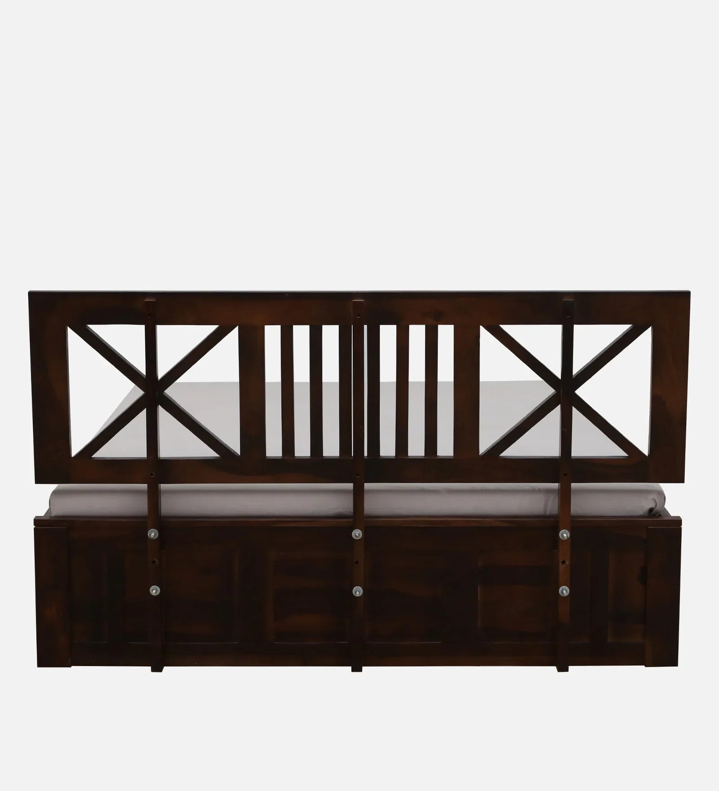 Sheesham Wood Queen Size Bed In Provincial Teak Finish With Headboard & Hydraulic Storage