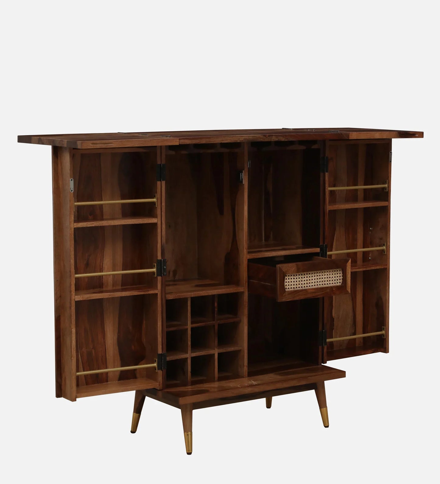 Sheesham Wood Bar Cabinet In Rustic Teak Finish