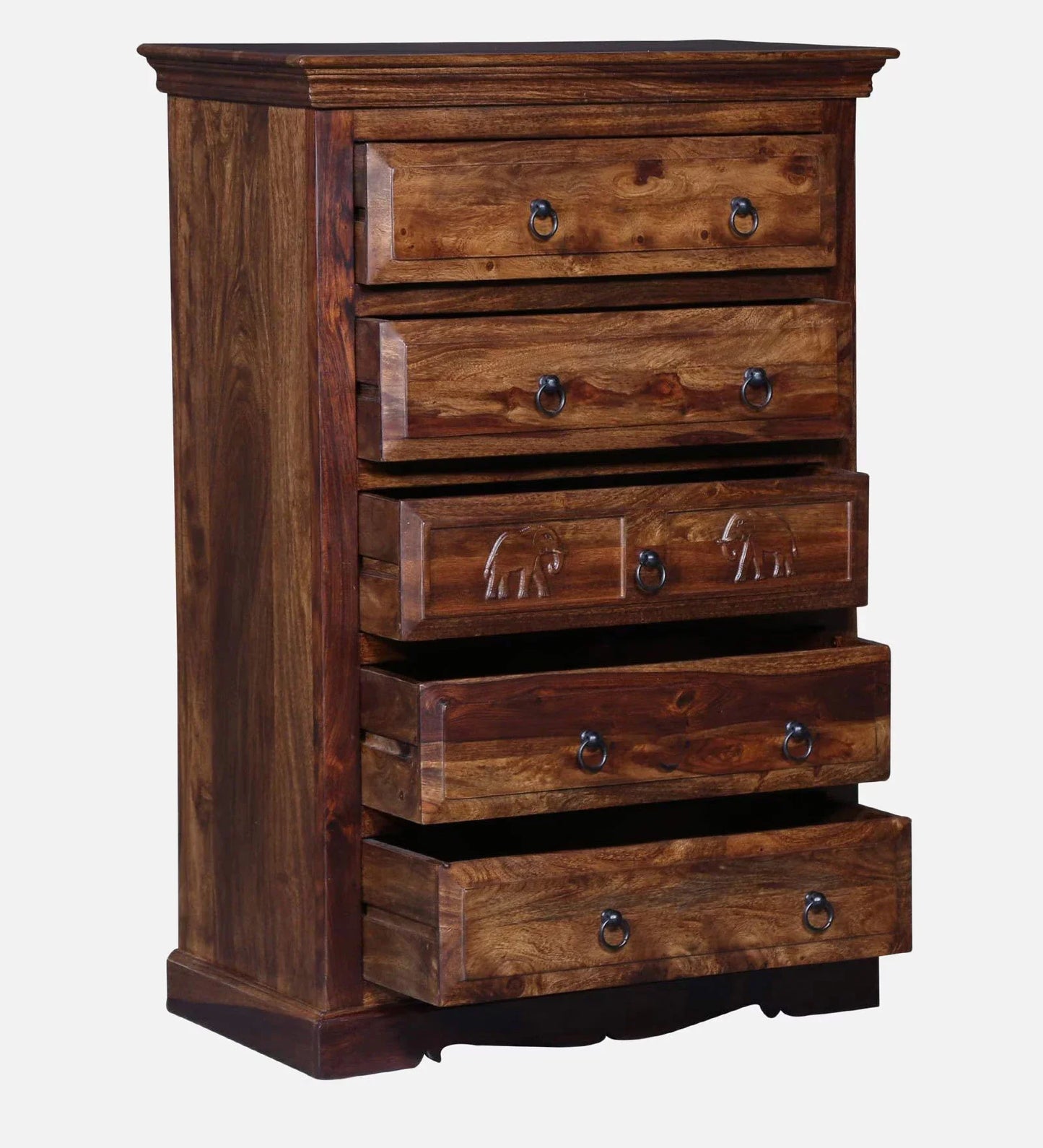 Sheesham Wood Chest Of Drawers in Scratch Resistant Provincial Teak Finish