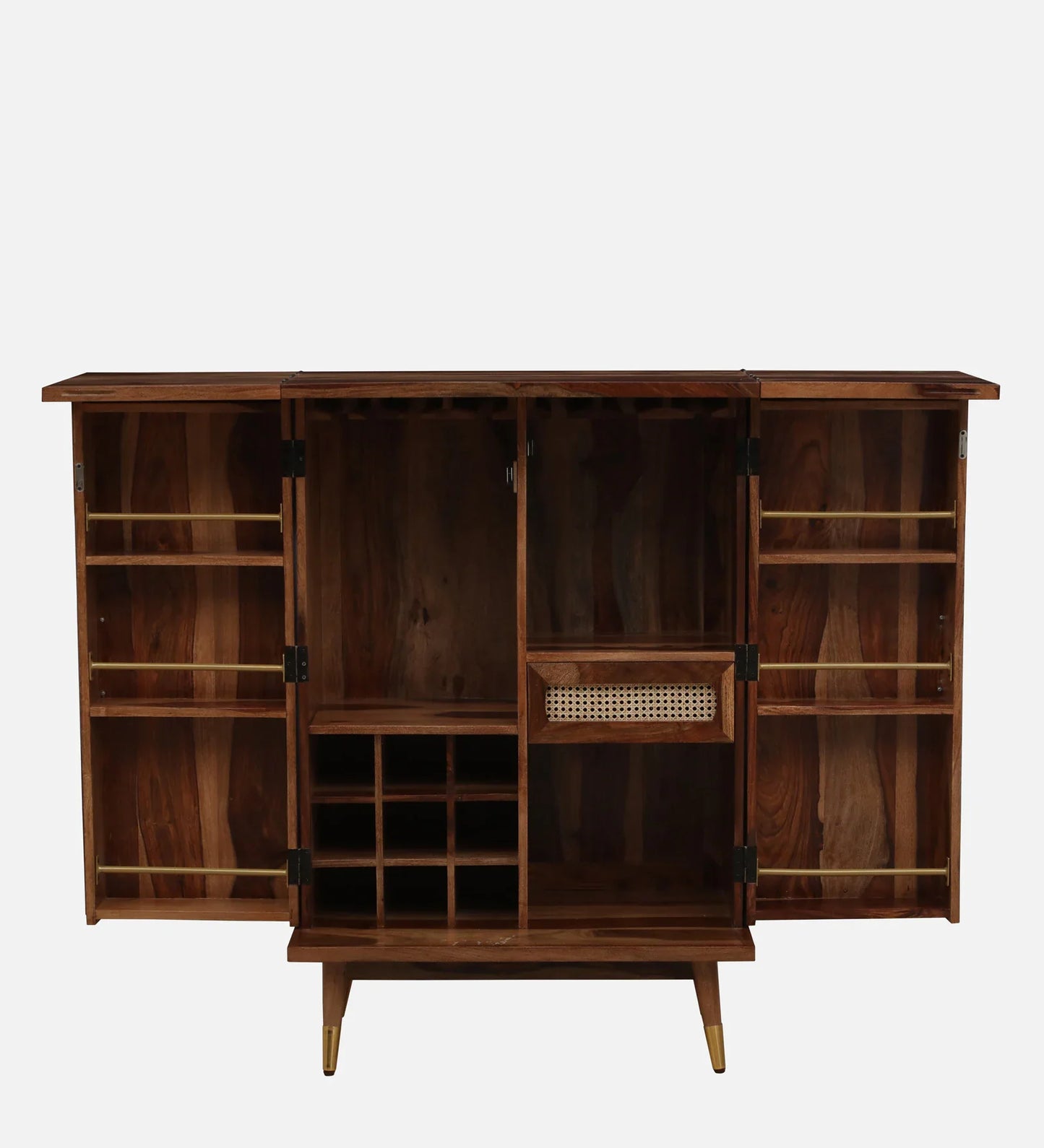 Sheesham Wood Bar Cabinet In Rustic Teak Finish