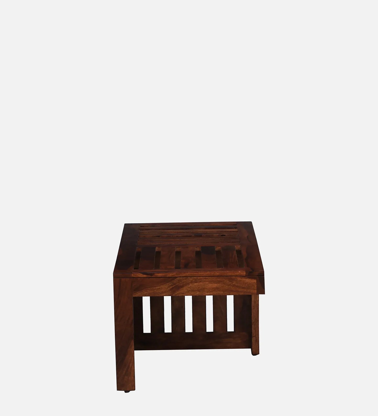 Solid Wood Nesting Coffee Table Set in Honey Oak Finish With Cushioned Stools