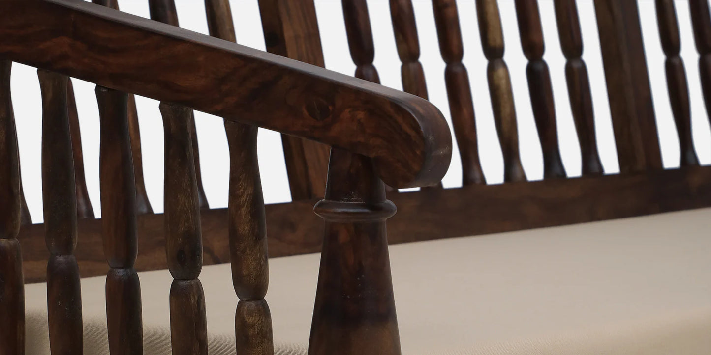 Sheesham Wood 3 Seater Sofa In Provincial Teak Finish