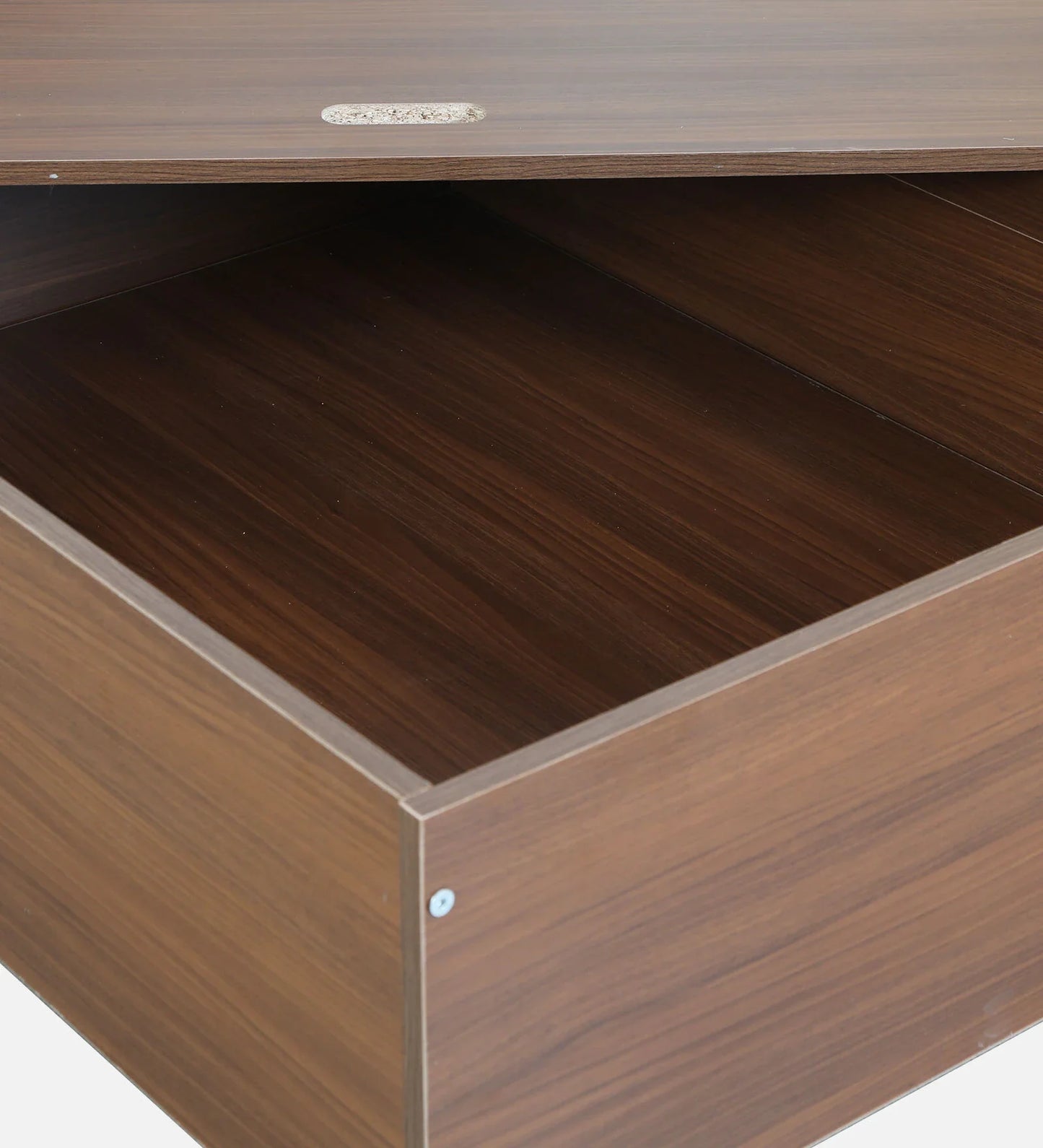 King size Bed in Planked Walnut Finish with Box Storage & Upholstered Headboard Storage