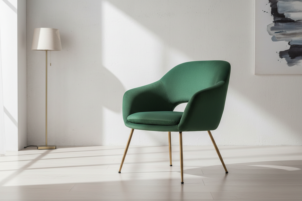 create an image for a furniture website home page of an accent chair